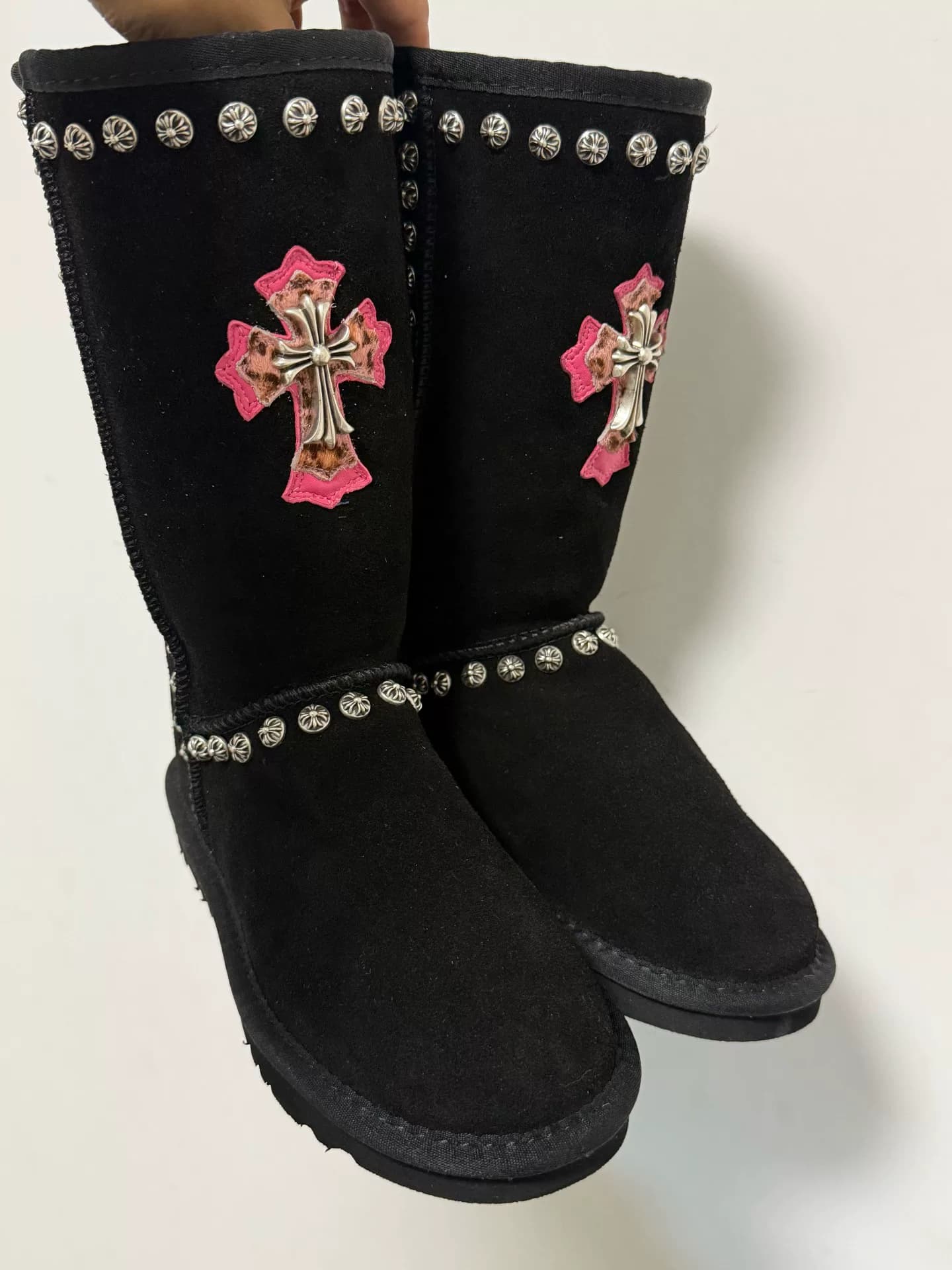Зимние ботинки Croxin UGG, переделанные на заказ в стиле high tube plus из бархата, с заклепками Croxin U
