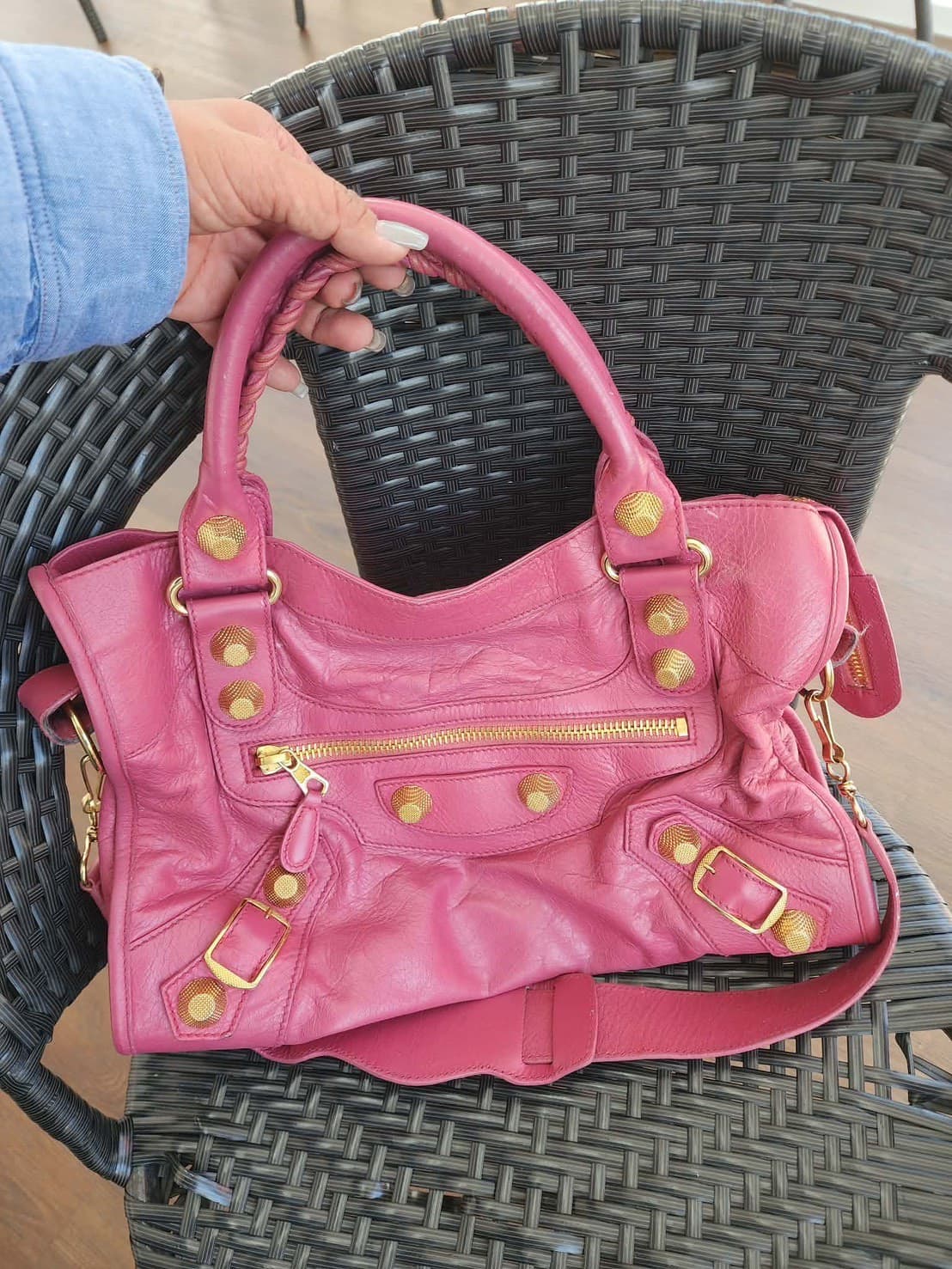 Balenciaga Персиково-розовая маленькая мотоциклетная сумка Balenciaga