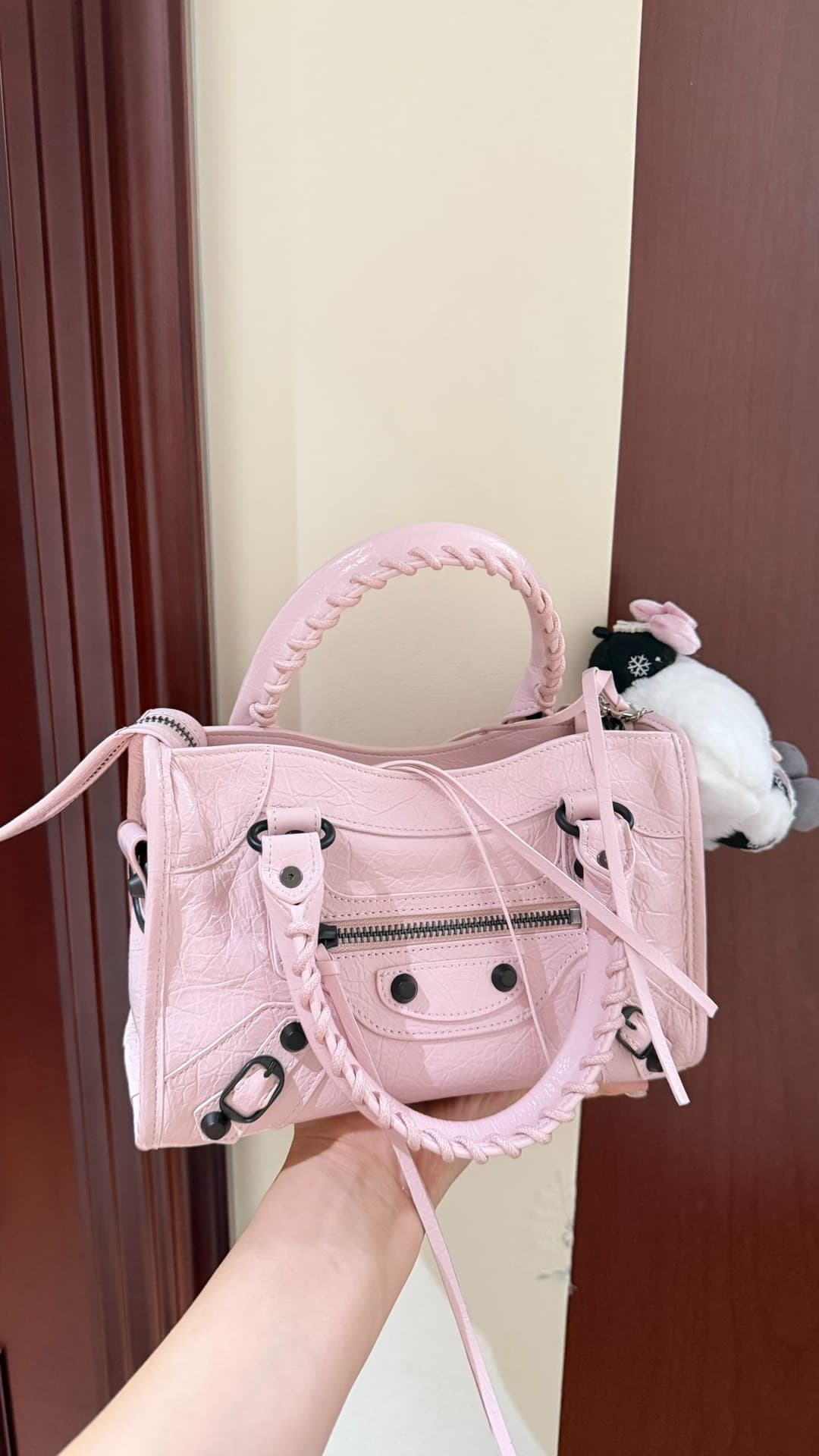 Мотоциклетная сумка Balenciaga LeCity, розовая мини, цена 1900