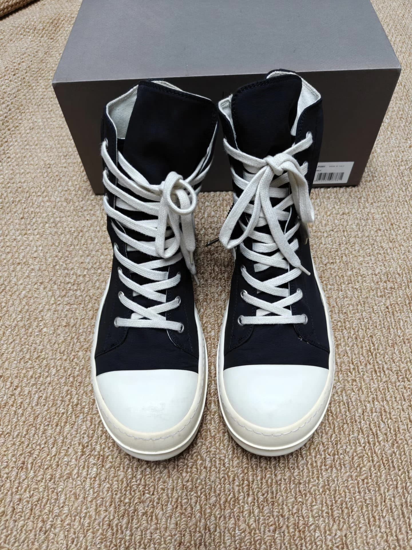 Кроссовки RICKOWENS complex line DRKSHDW из нейлона в крупный рубчик большого размера, черные