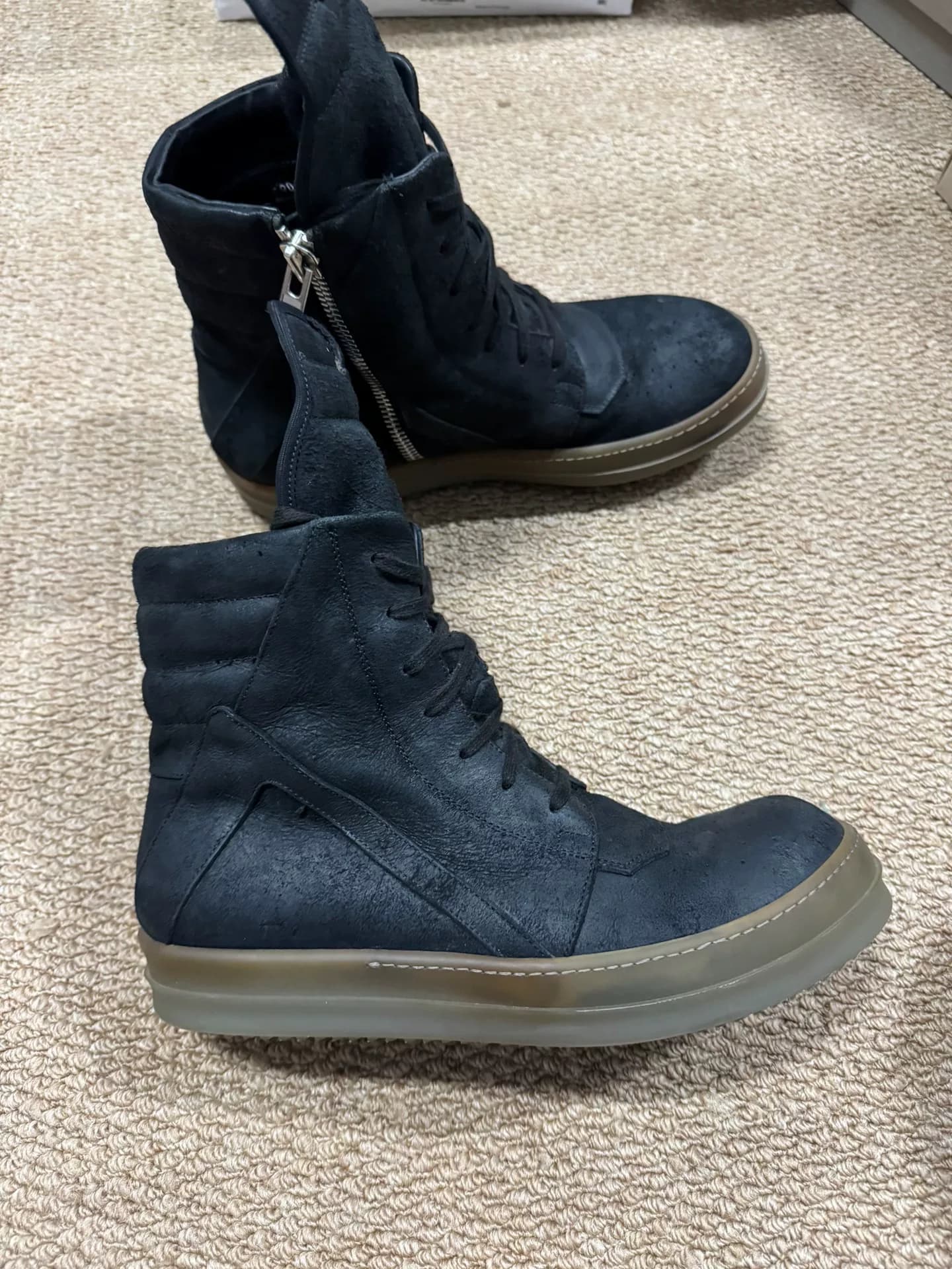 RICKOWENS RO черная замша из необработанной резины с прозрачным дном перевернутый треугольник ro замша перевернутая