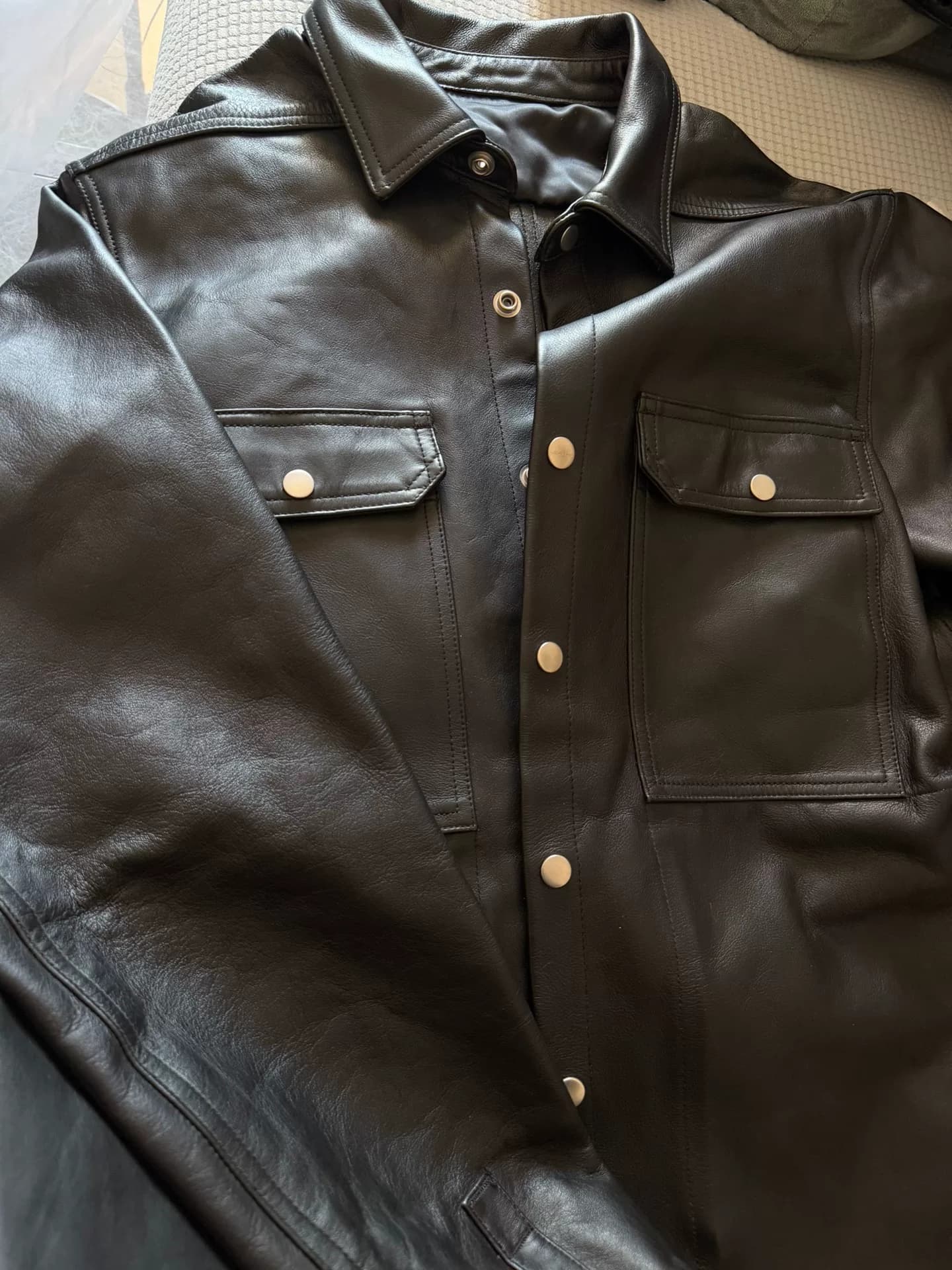 кожаная куртка-рубашка RickOwens из кожи fzjt ro leather
