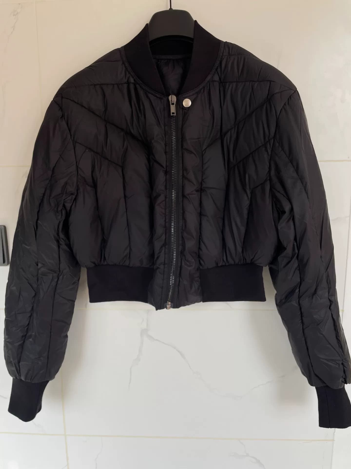 RICKOWENS черный короткий пуховик-пилот RICKOWENS куртка-пуховик