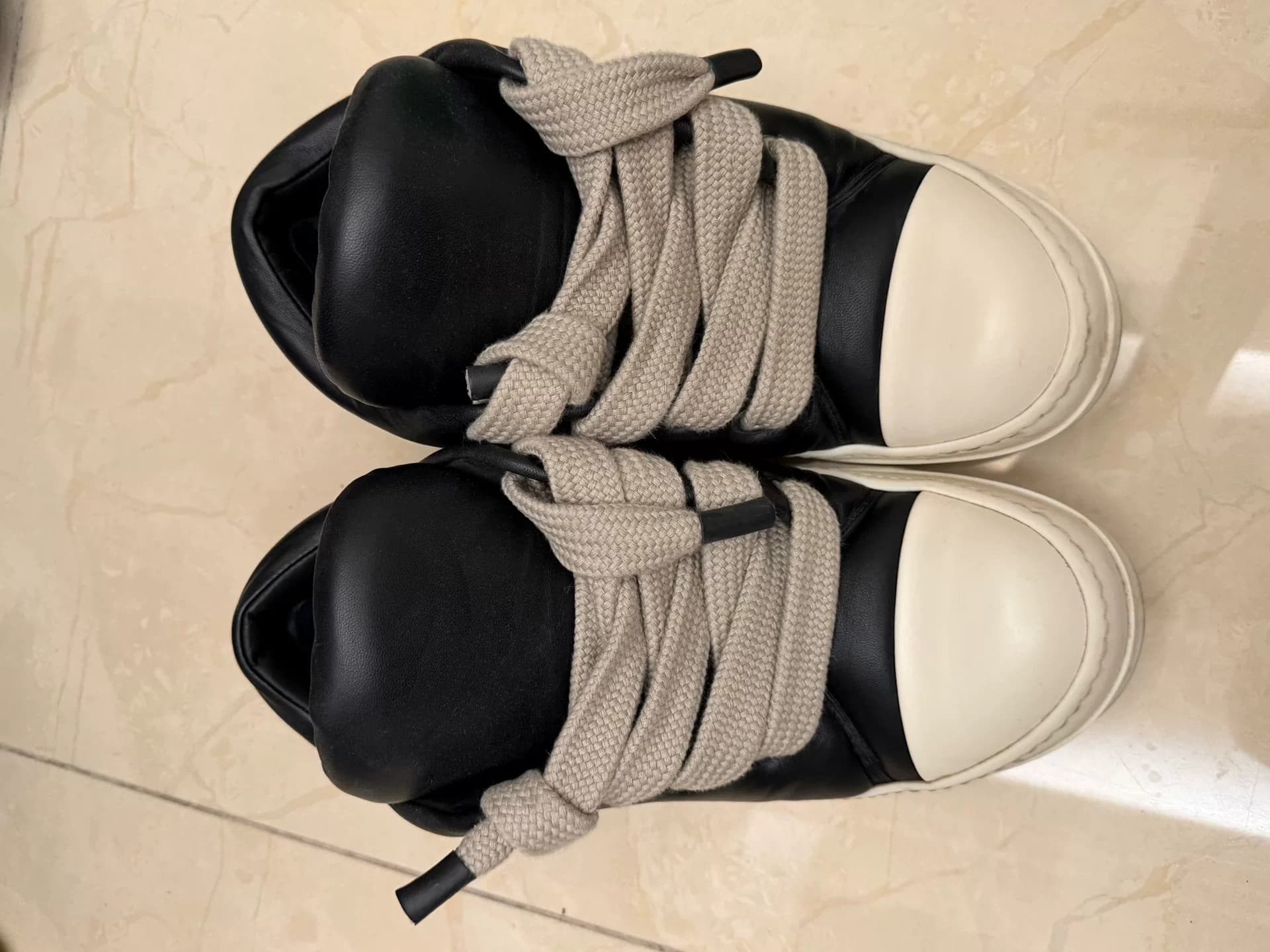 Кроссовки Rick owens fat bread, черно-белые в тон, на толстых шнурках, размер 44, гарантия