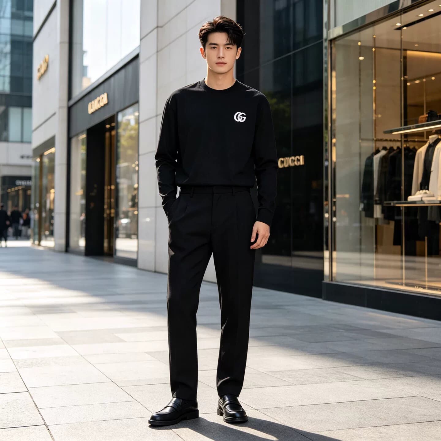 Длинный рукав с вышитыми буквами Gucci Gucci Gucci double G interlocking