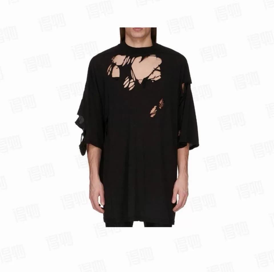 Rick Owens DRKSHDW с круглым вырезом в рубчик, свободный короткий