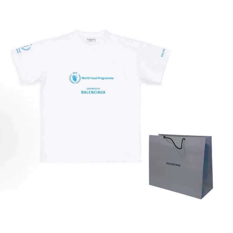 Совершенно новая аутентичная футболка Balenciaga x WFP joint с коротким рукавом, белая