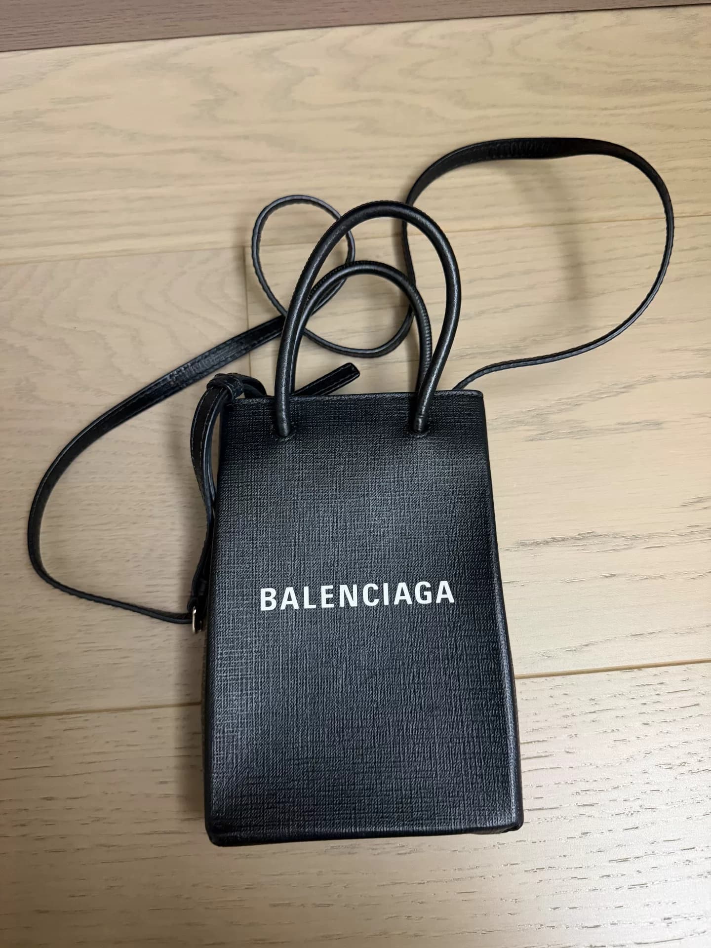 Мини-сумка для мобильного телефона Balenciaga black Shopping mini