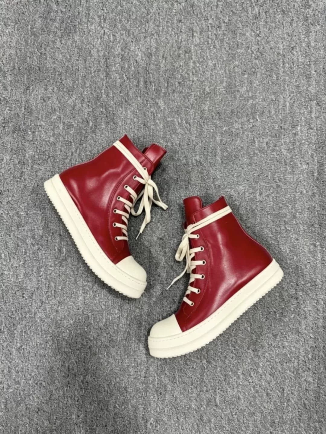 Ботинки с высоким берцем из красной воловьей кожи Ro RICKOWENS main line