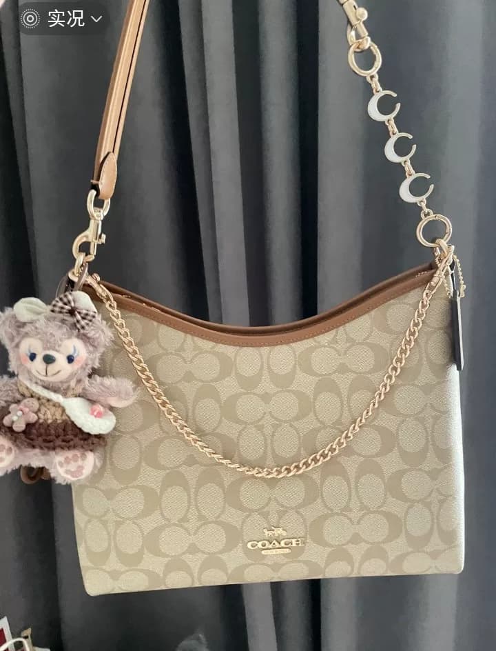 Совершенно новый американский тренер Coach Laurel Wandering bag Бобовая паста чайно-молочного цвета, классический старый