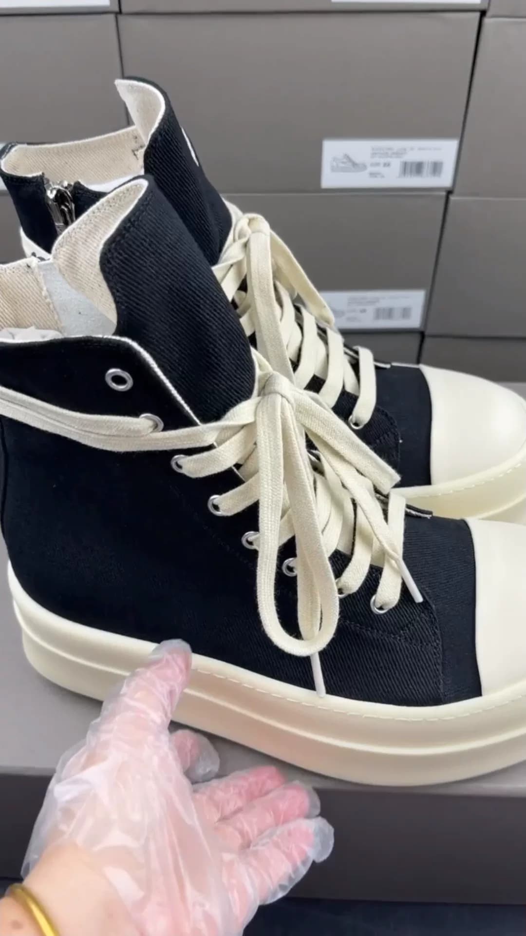 Черно-белые парусиновые кроссовки Converse на толстой подошве от РИКА ОУЭНСА, подлинная разработка, запись о покупке, ин…