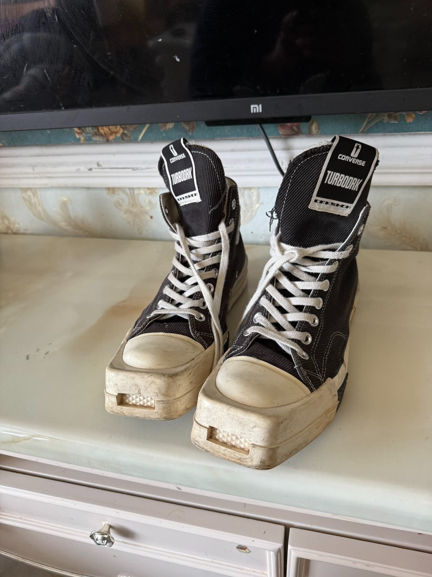 Кобрендовые кроссовки Converse RO с высоким берцем, черные, с квадратным носком, размер 42