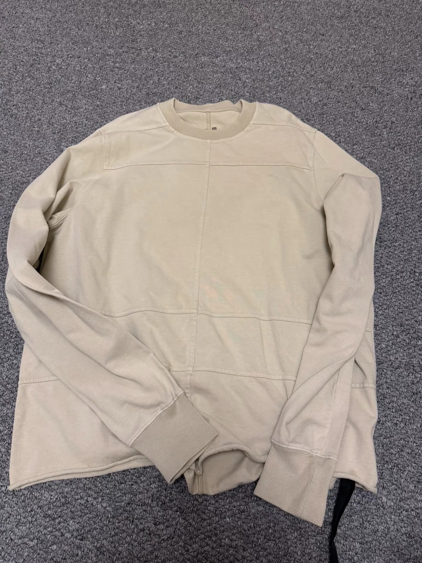 Бежевая футболка с длинными рукавами Rick Owens Grid series, размер L, 100