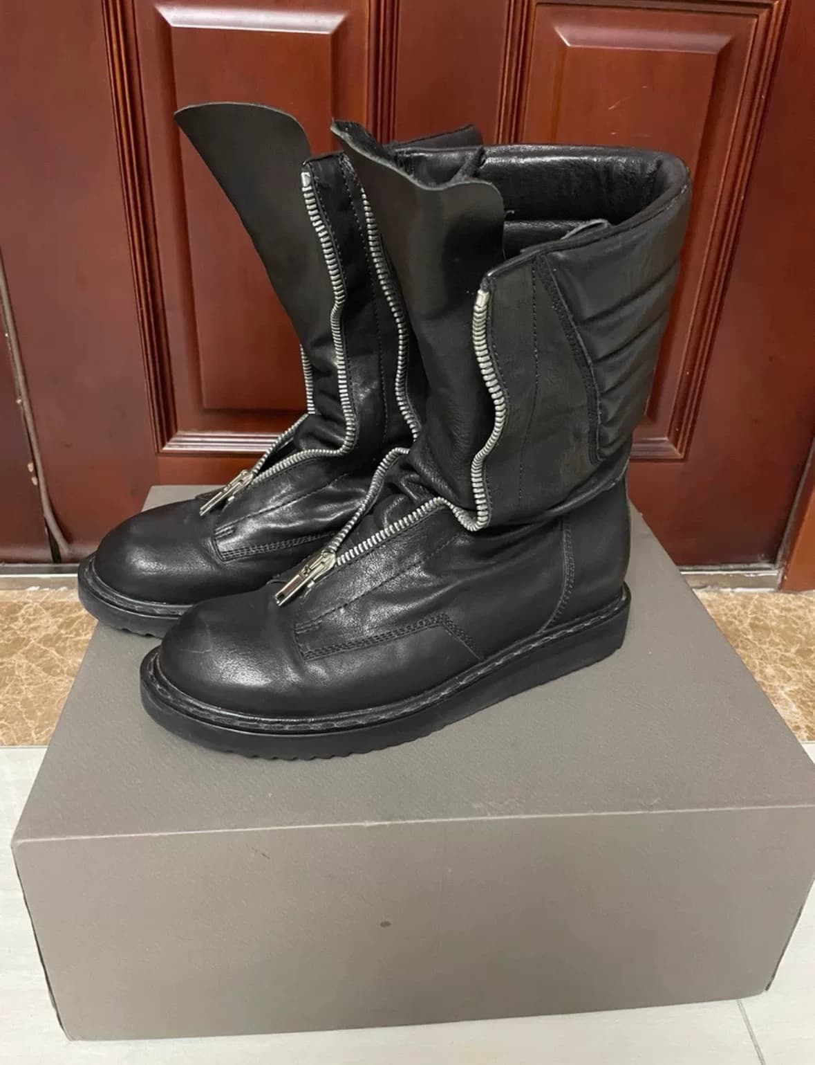 Ботинки RICK OWENS main line на молнии, размер 42, черные, на молнии, красивая обувь