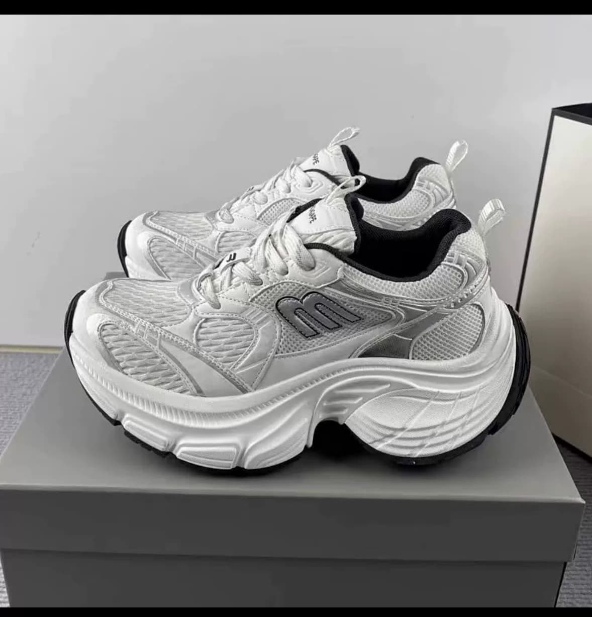 Белые туфли daddy на толстой подошве, Balenciaga 10XL, размер 38, одинаковый стиль для мужчин и женщин, на все сезоны