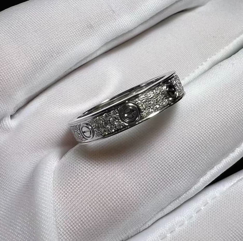 Кольцо Cartier из белого золота 18 карат с бриллиантом Love Gypsophila, украшенное бриллиантами на заказ, размер 53 подходит для размер…