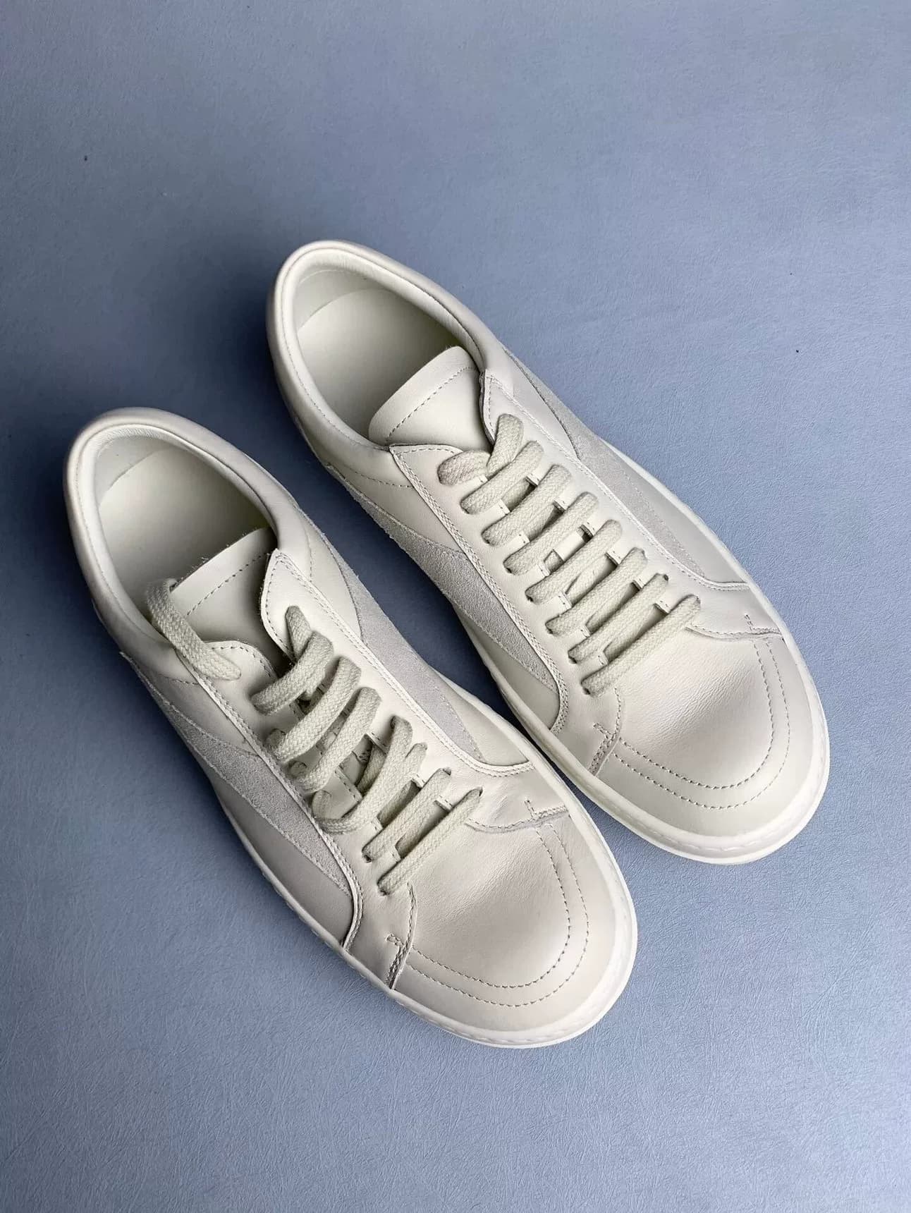 кроссовки Rick Owens с низким берцем, молочно-белые, на 80% или 90% новые, оригинальная коробка здесь, ты не можешь их надеть?