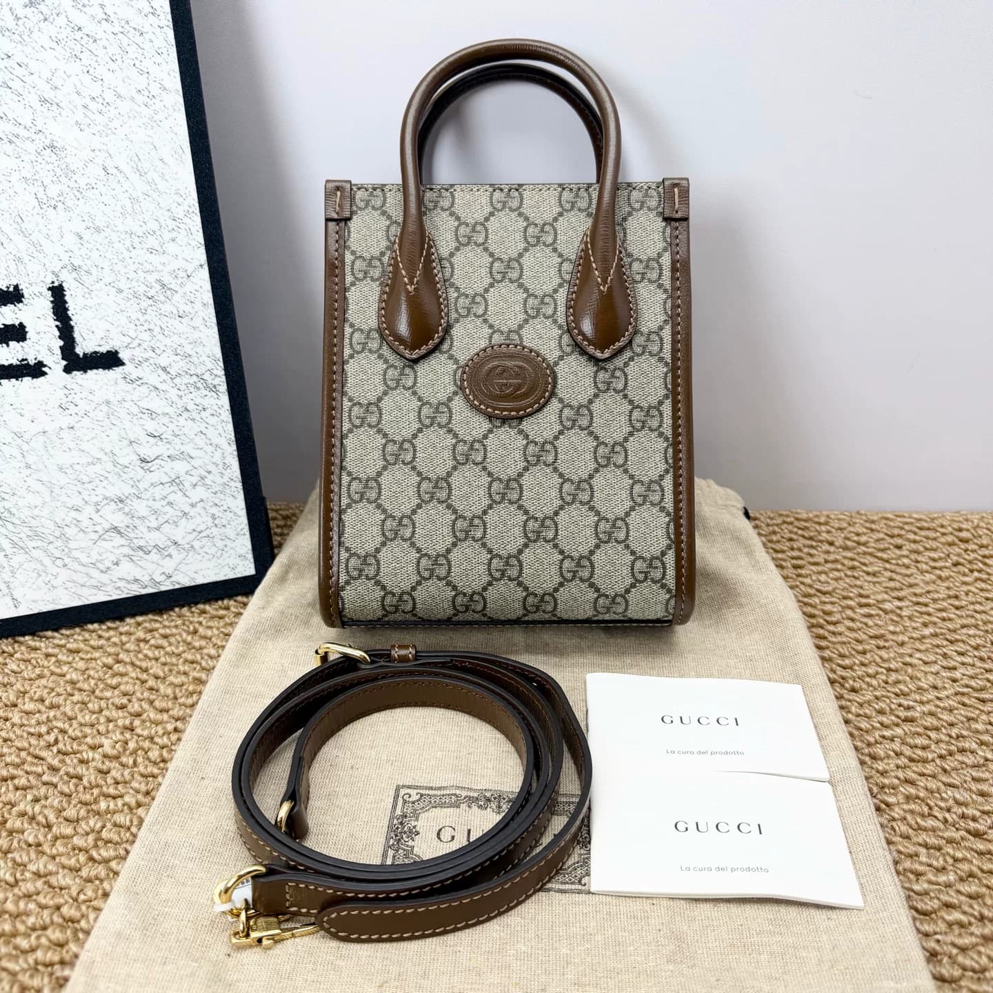Портативная сумка-мессенджер Gucci/Gucci Retro old Flower Qinpu tote на одно плечо min