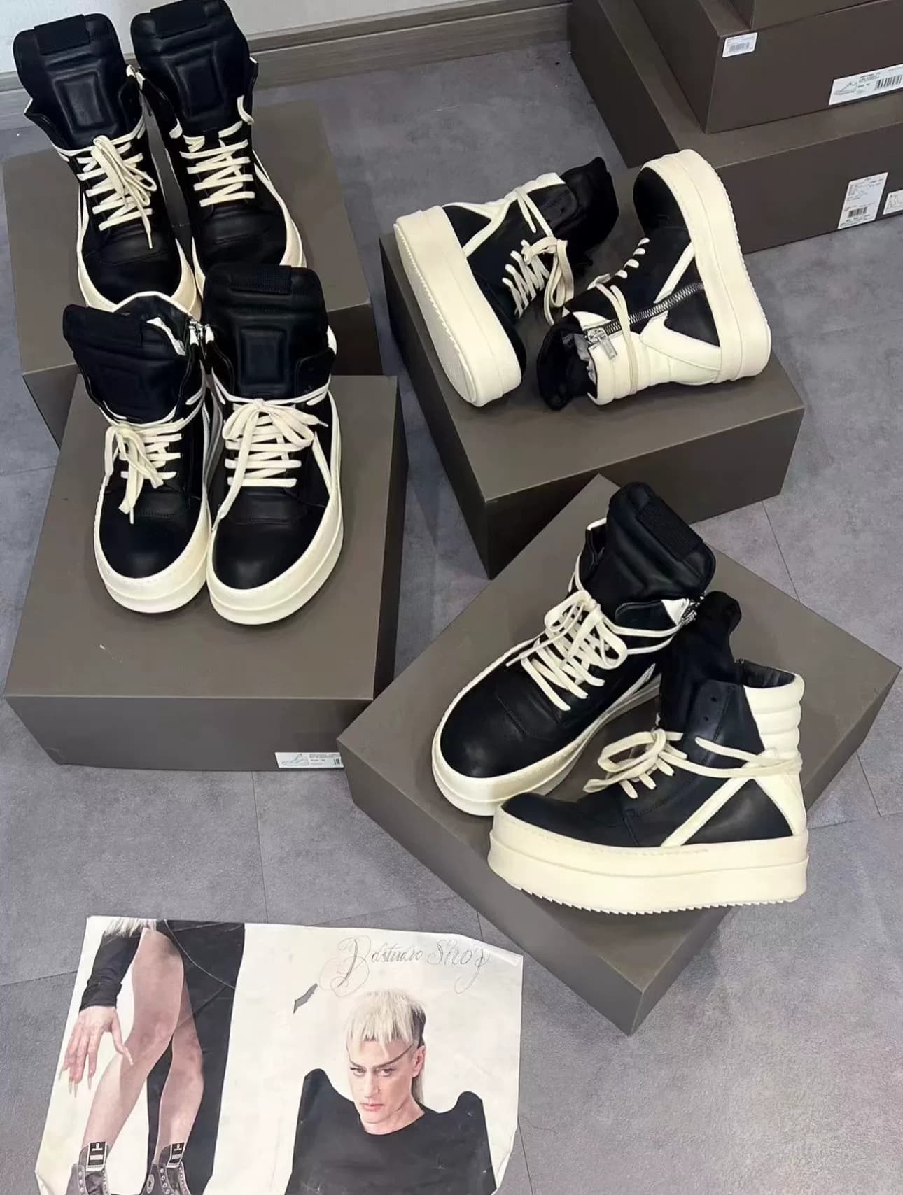 Перевернутые треугольные туфли Rick Owens 24ss на толстой подошве