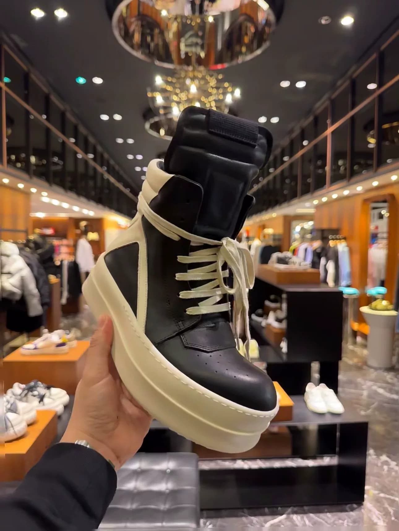 Rick Owens/ модные спортивные кроссовки Rick Owens с высоким берцем и перевернутым треугольником на толстой подошве