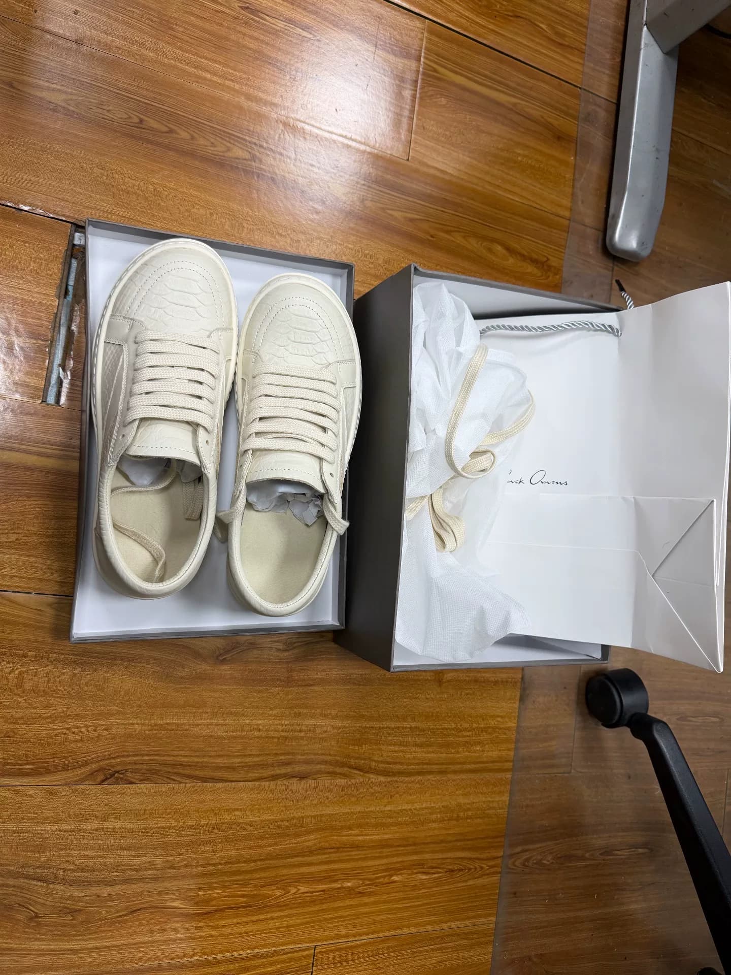 Кроссовки RICK OWENS/RO из овечьей кожи на шнуровке с круглым носком и низким берцем 3
