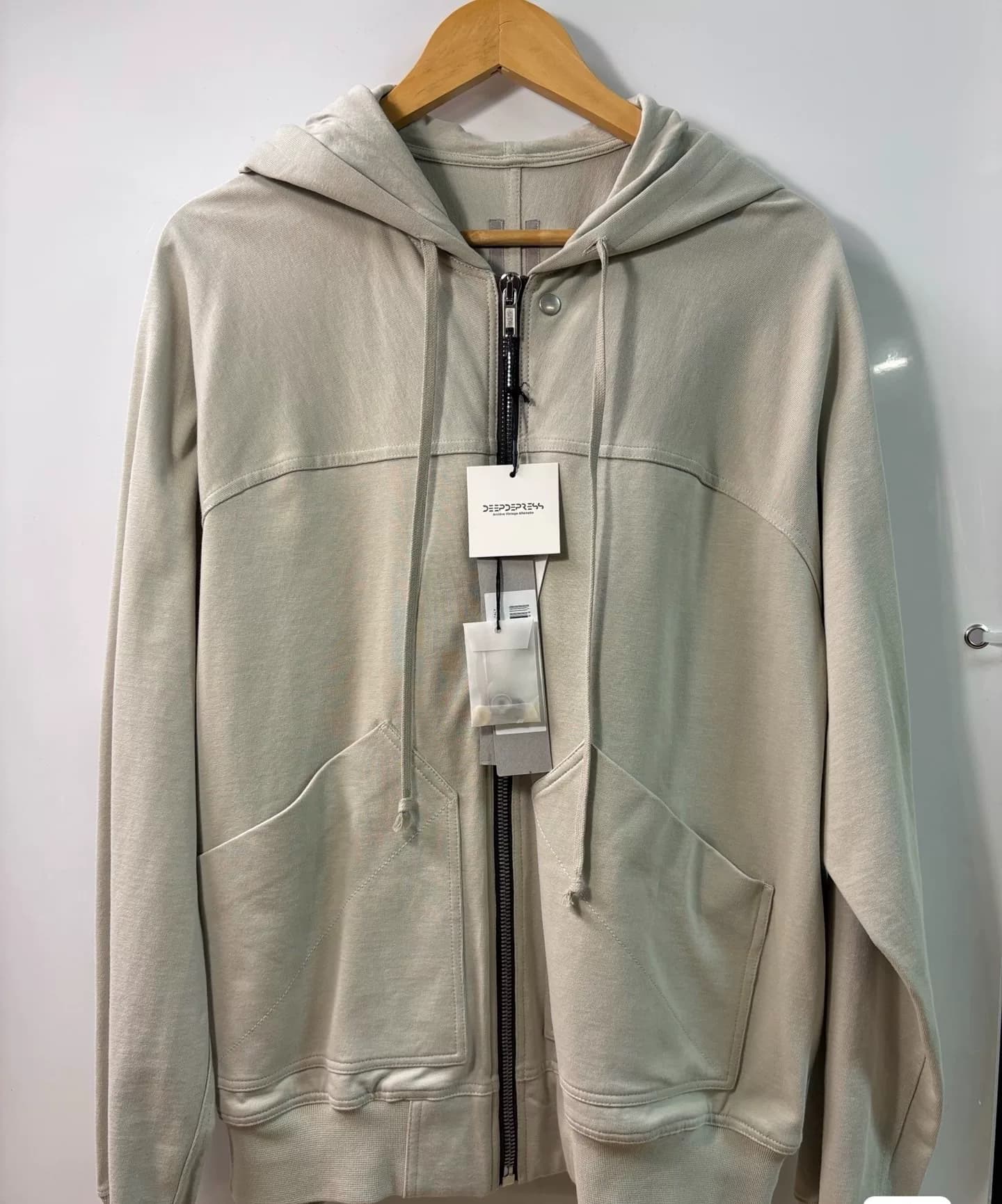 Короткий свитер на широкой молнии основной линии Rick Owens 23ss, цвет грушевый