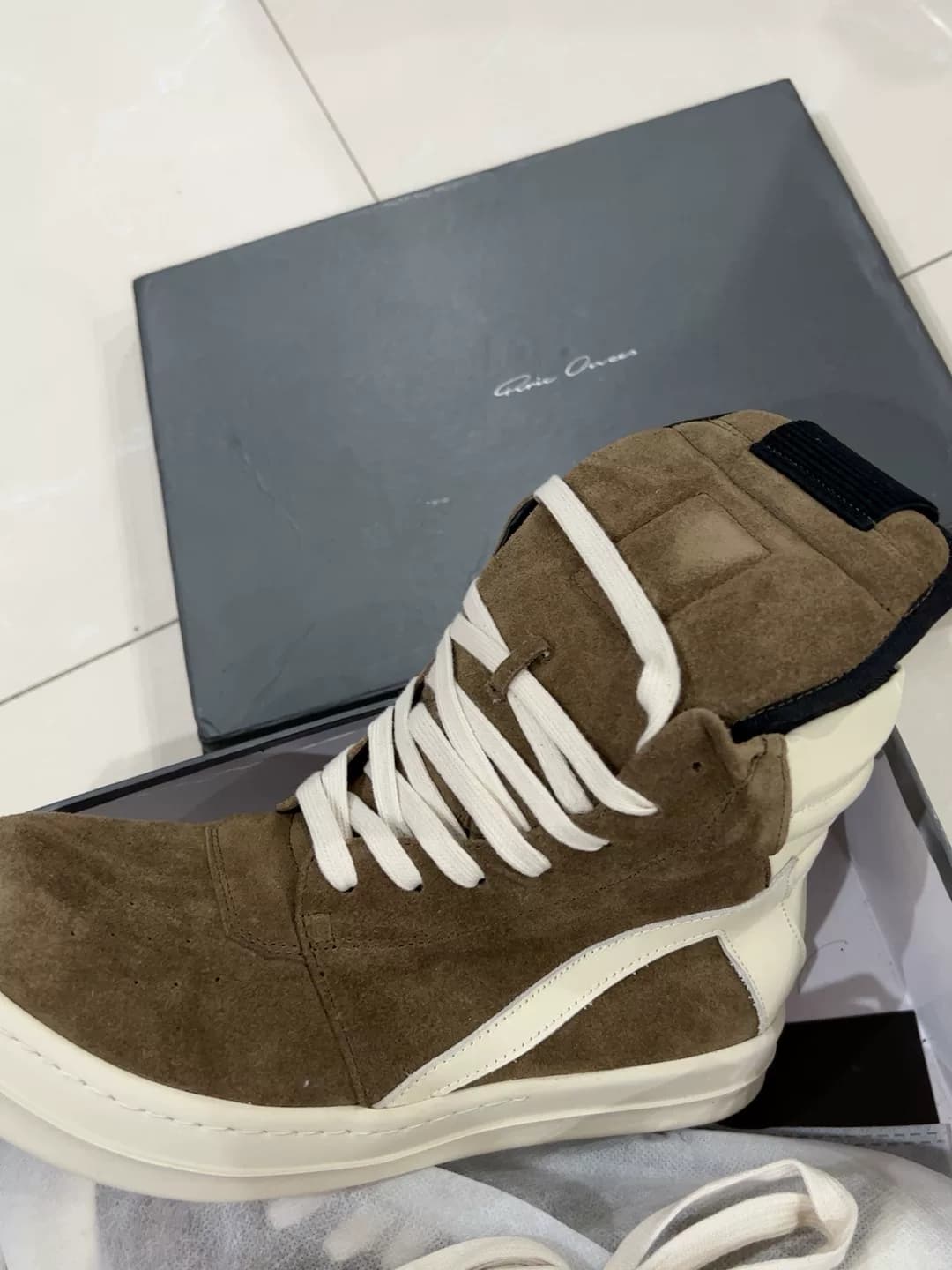 Rick Owens ro большие кроссовки Nike Inverted Triangle 41 замшевого цвета хаки
