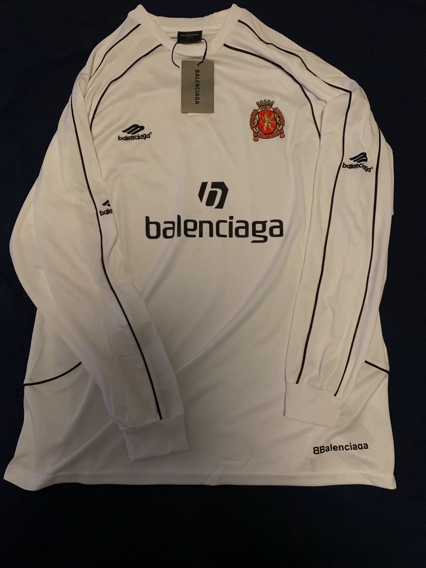 Совершенно новая футболка Balenciaga Balenciaga Manchester United joint с длинными рукавами, белая, размер 2
