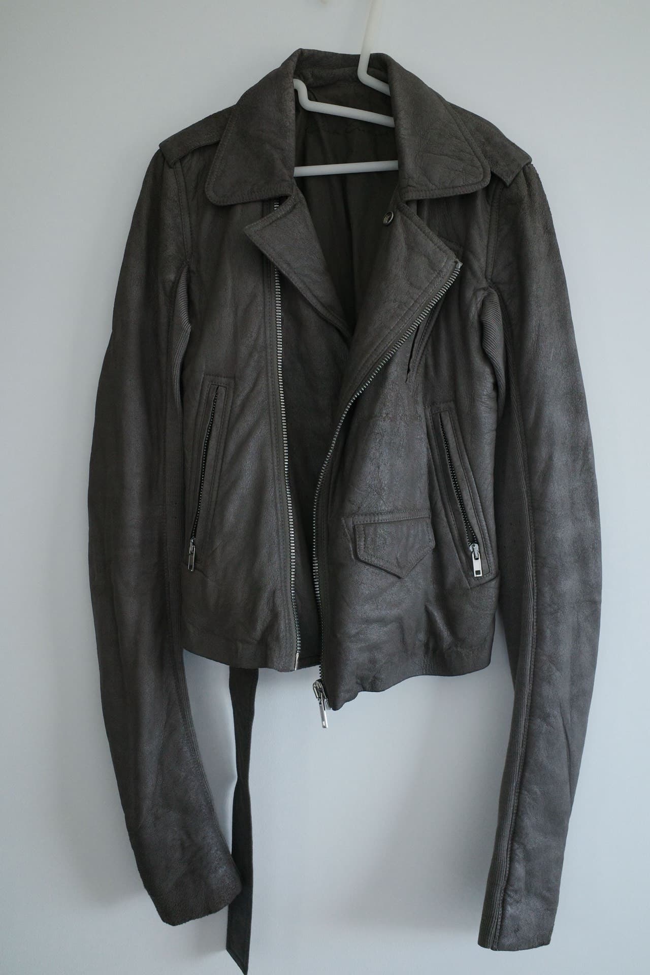 классическая байкерская кожаная куртка из обожженной овчины rickowens