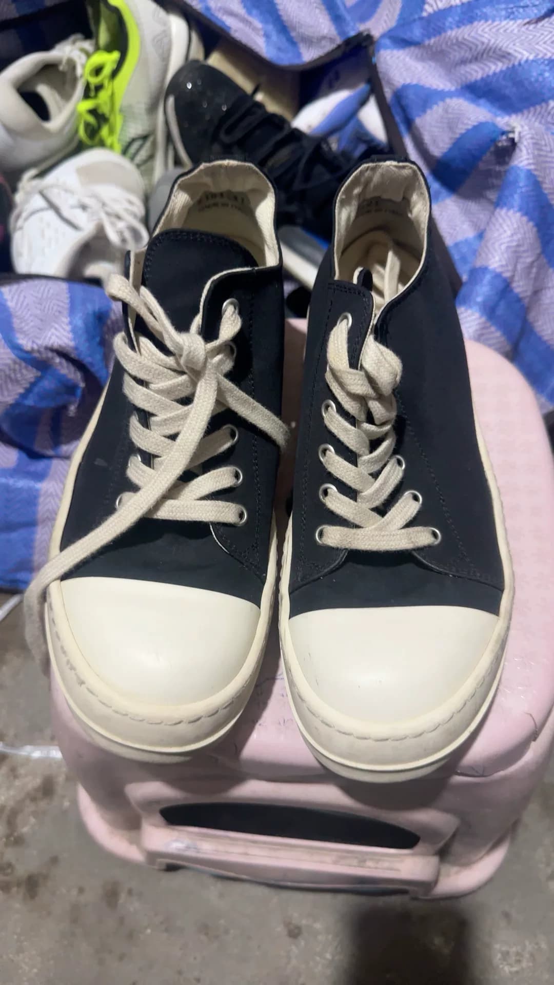 Кроссовки Rick Owens RO main с глубоким вырезом big converse на толстой подошве из черно-белой кожи