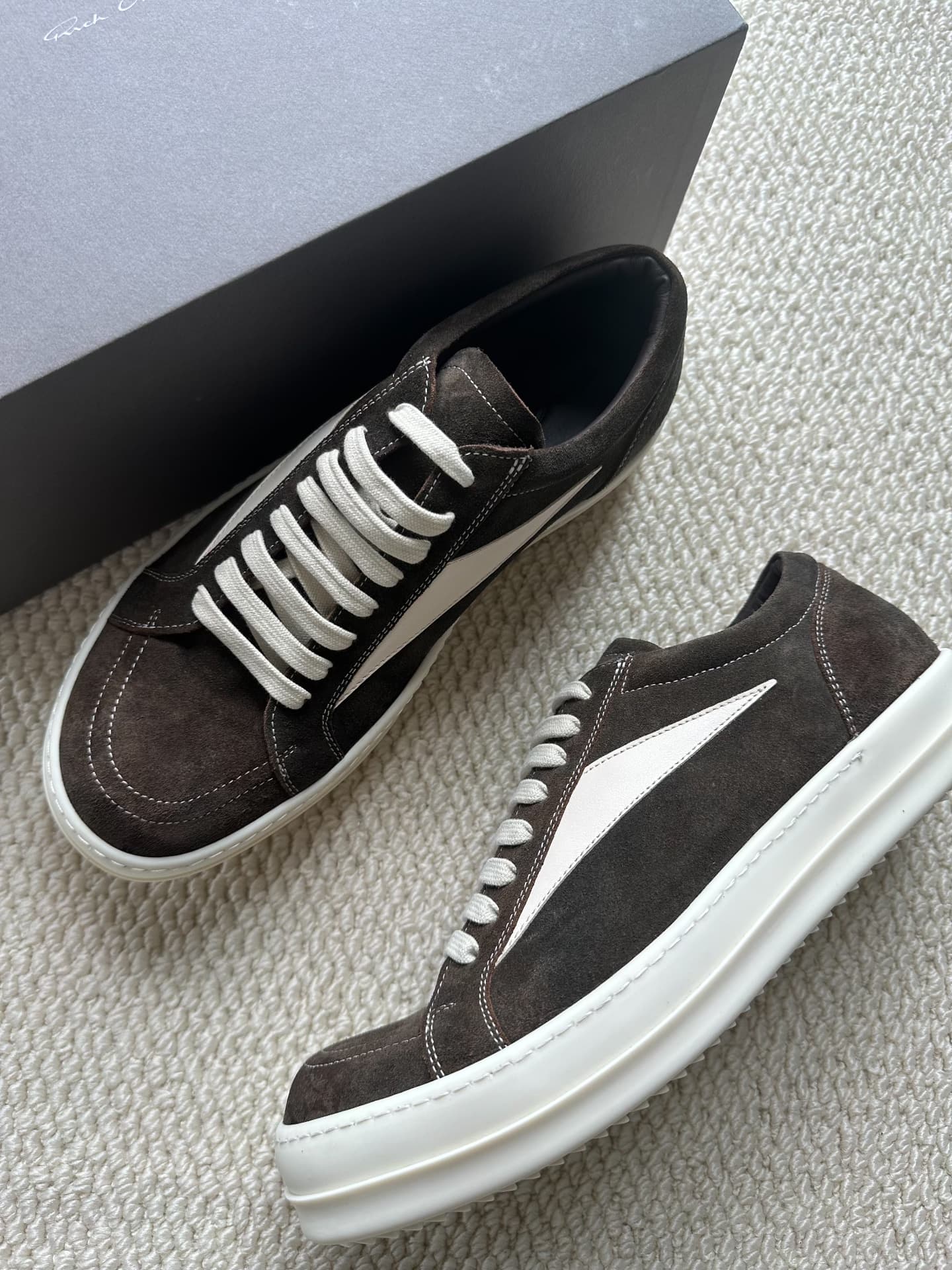 Мужские кроссовки Rick Owens 25FW ro main line темно-коричневого цвета