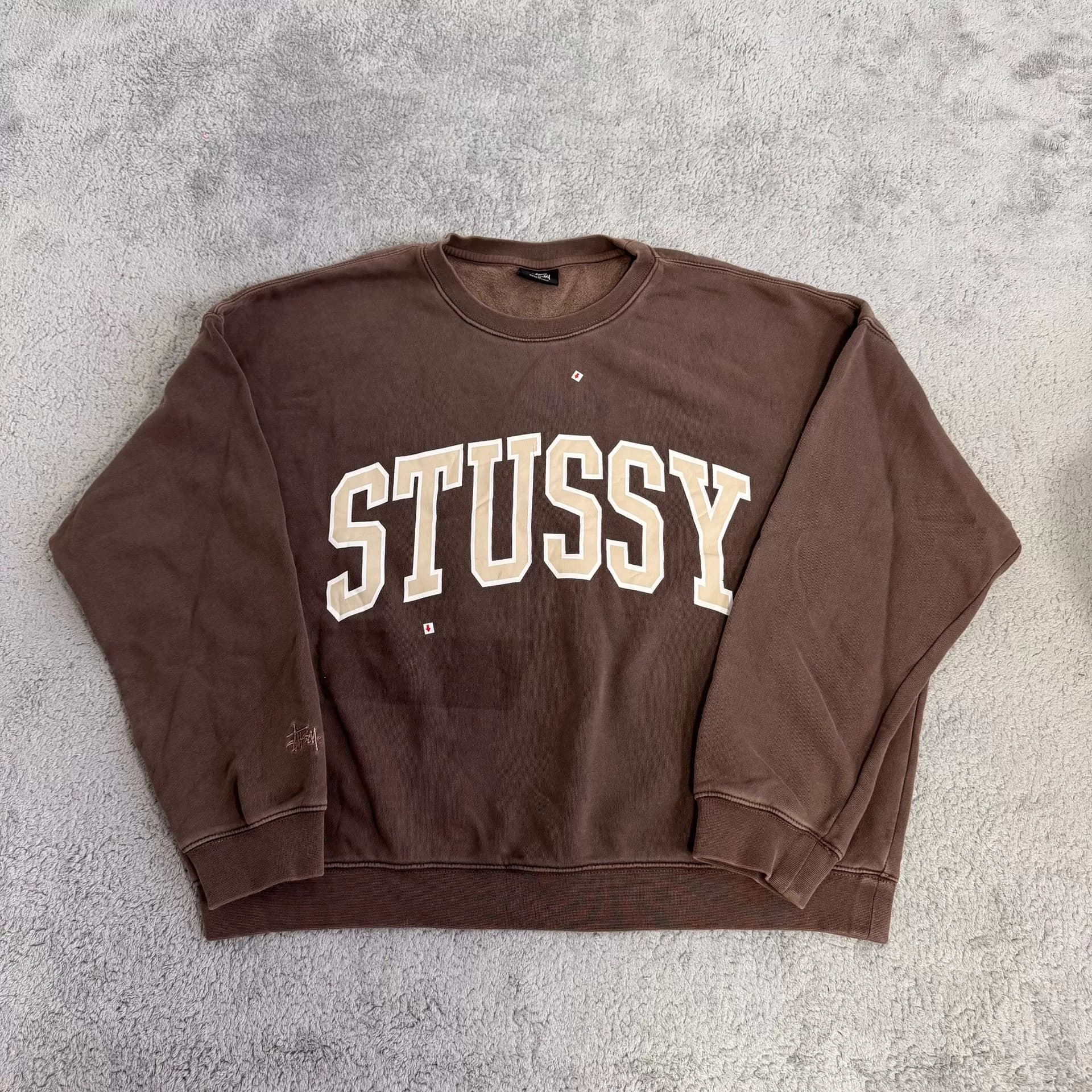 Австралийская версия оригинального женского свитера stussy с круглым вырезом из натуральной кожи