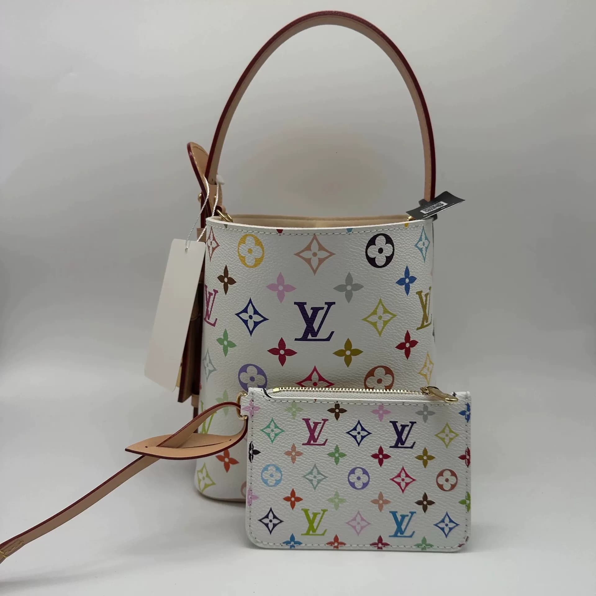 LV ВСЕ В белом цвете с многоцветным сочетанием Мураками и Такаши