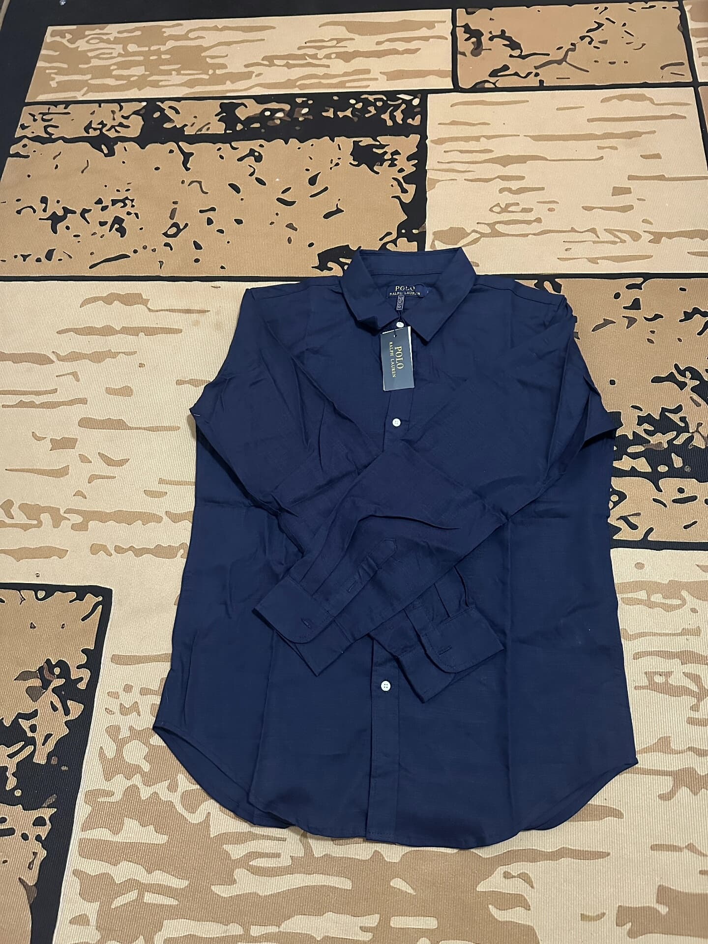 Совершенно новая темно-синяя льняная рубашка с длинными рукавами от Ralph Lauren с биркой Ralph Lauren