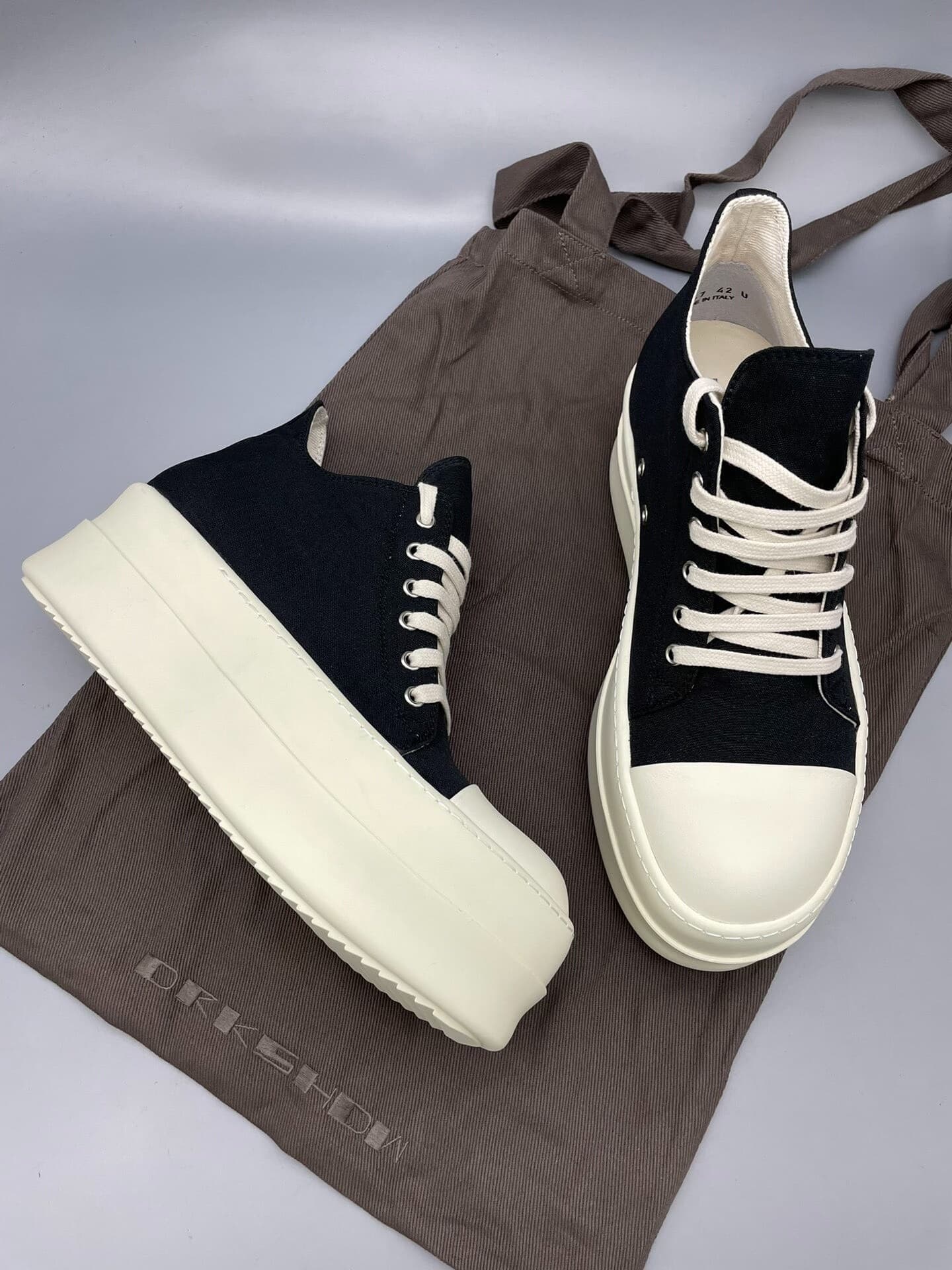 Мужские и женские атласные туфли с низким верхом на толстой подошве Rick Owens с высоким верхом до потолка, двухслойные RO