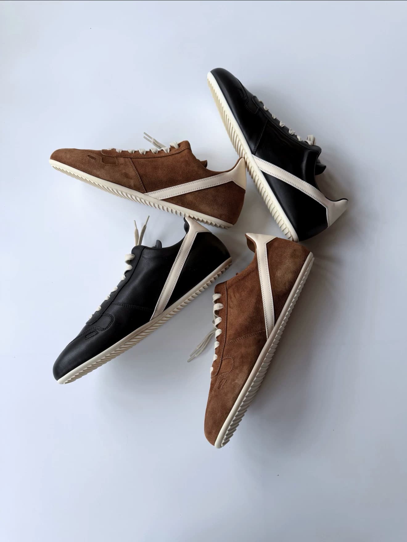 Туфли на тонкой подошве со шнуровкой и круглым носком из телячьей замши RICK OWENS/RO