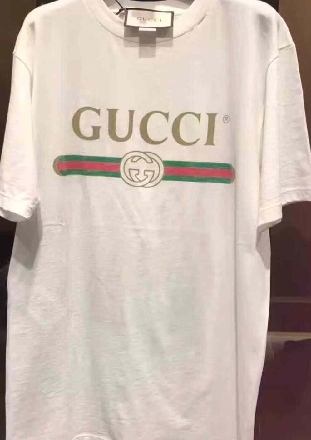 Футболка Real shot Gucci Gucci с коротким рукавом, белая, классический логотип, свободный вариант,