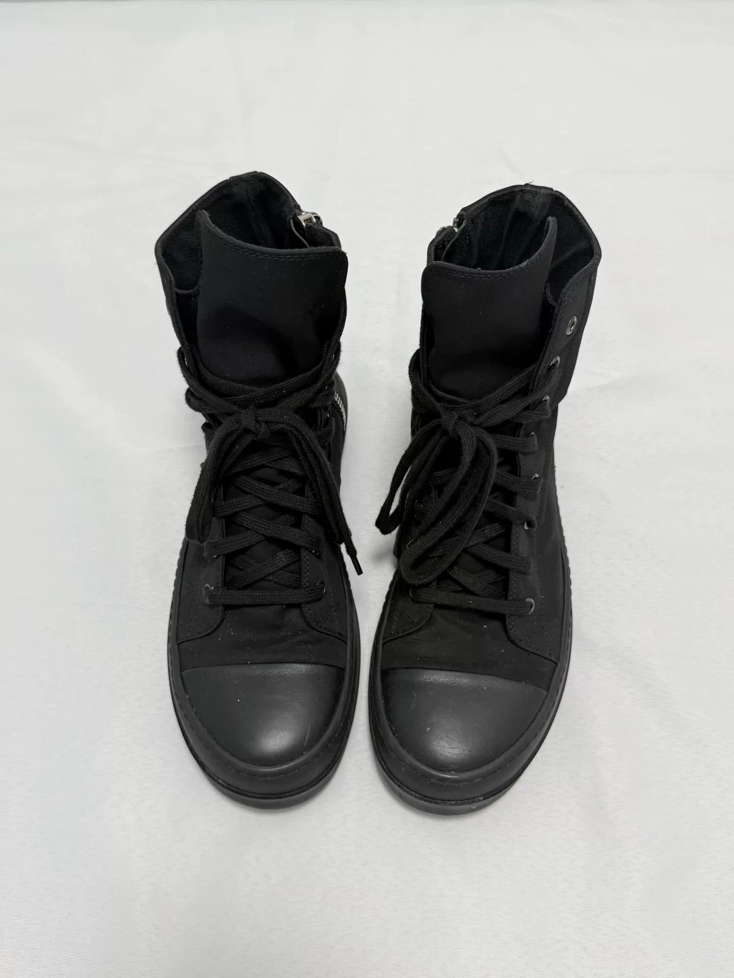 Парусиновые туфли converse RICKOWENS с высоким берцем из черного атласа Samurai satin большого размера, размер: 41, слишком велики, внутренняя длина…