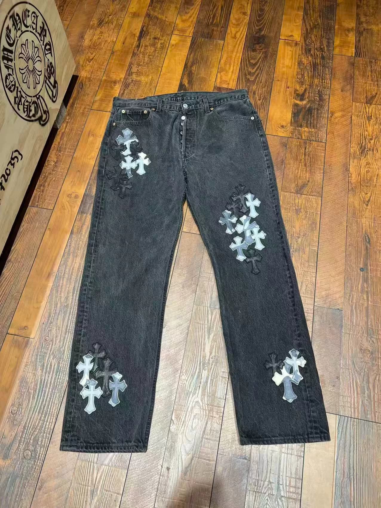 Кожаные джинсы Chrome Hearts Aspen Limited 501