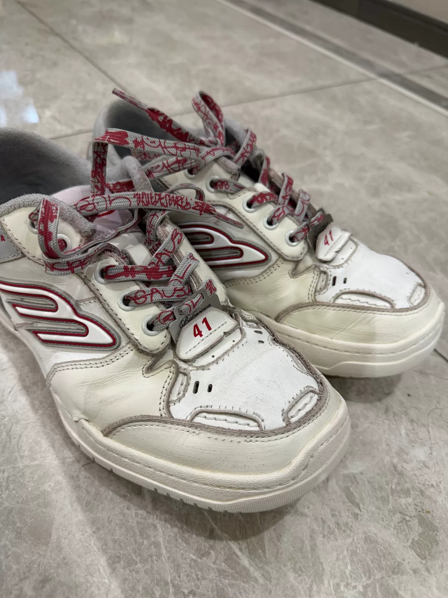 Кроссовки Balenciaga Hamptons белый серый красный цвет 41