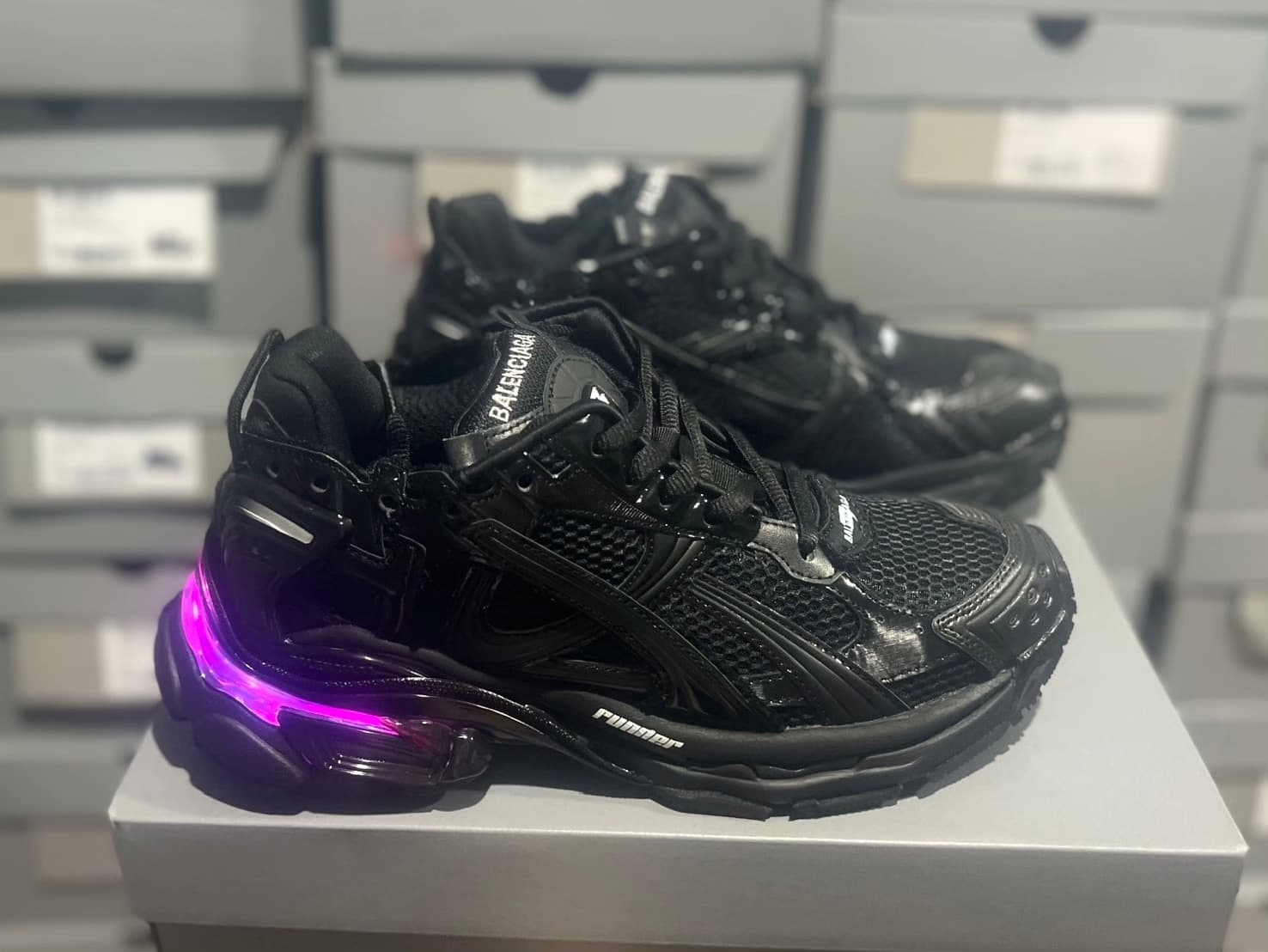 Светодиодные кроссовки Balenciaga 7.5 поколения, черные, старые