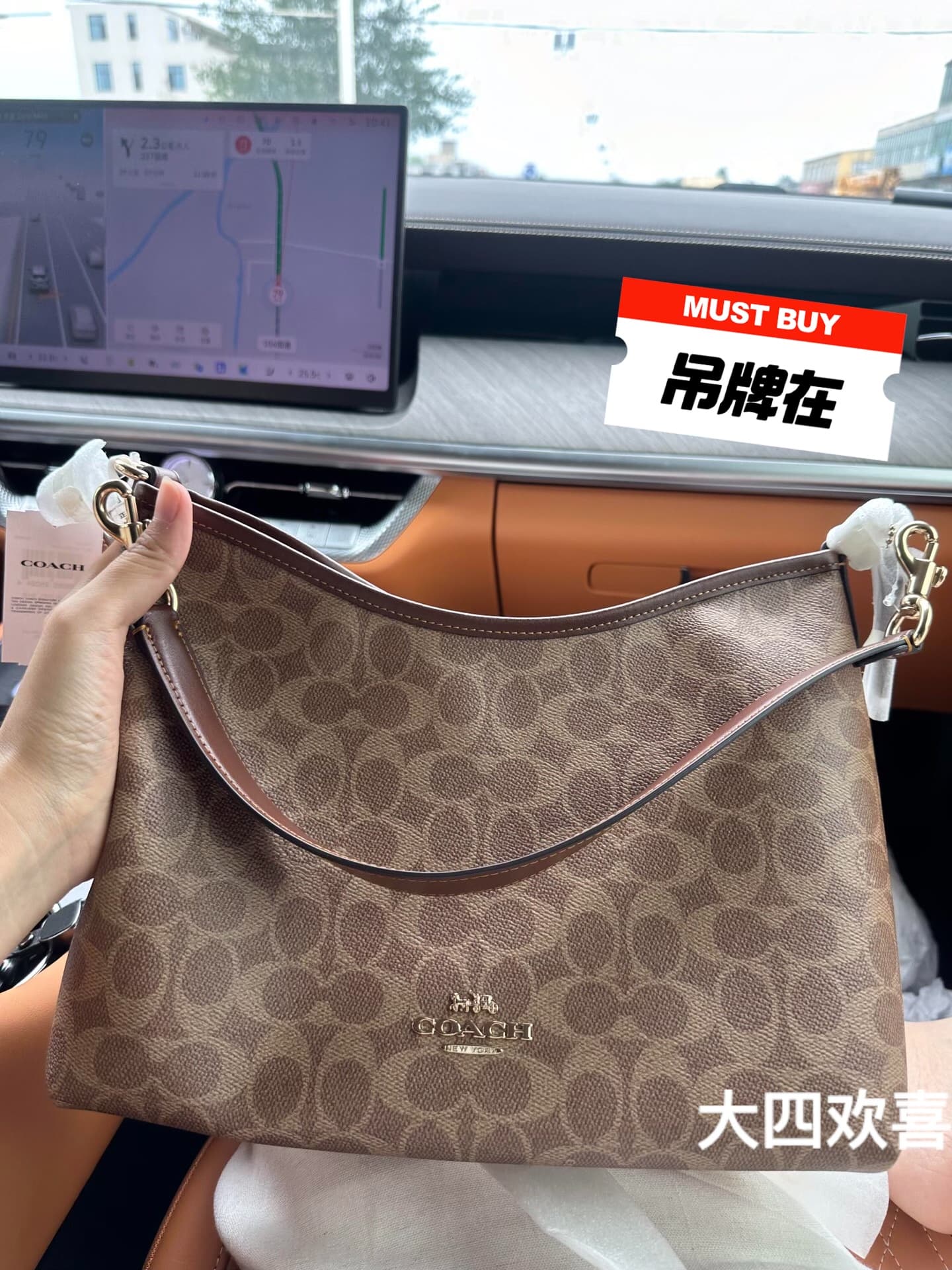 Idle совершенно новая сумка American Coach Coach wandering bag лаврового 31 карамельного цвета