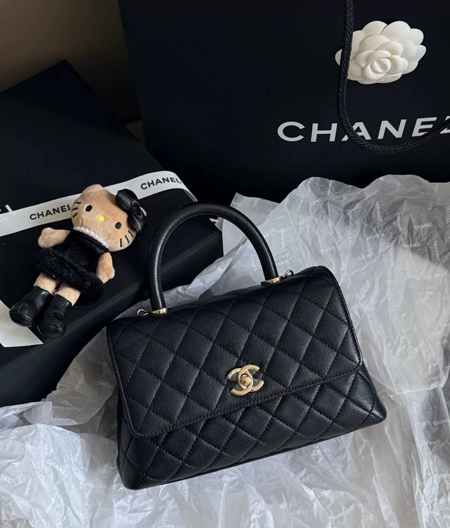 Совершенно новая Бесплатная доставка Chanel Шанель Кокосовая ручка ромб цепочка ручка