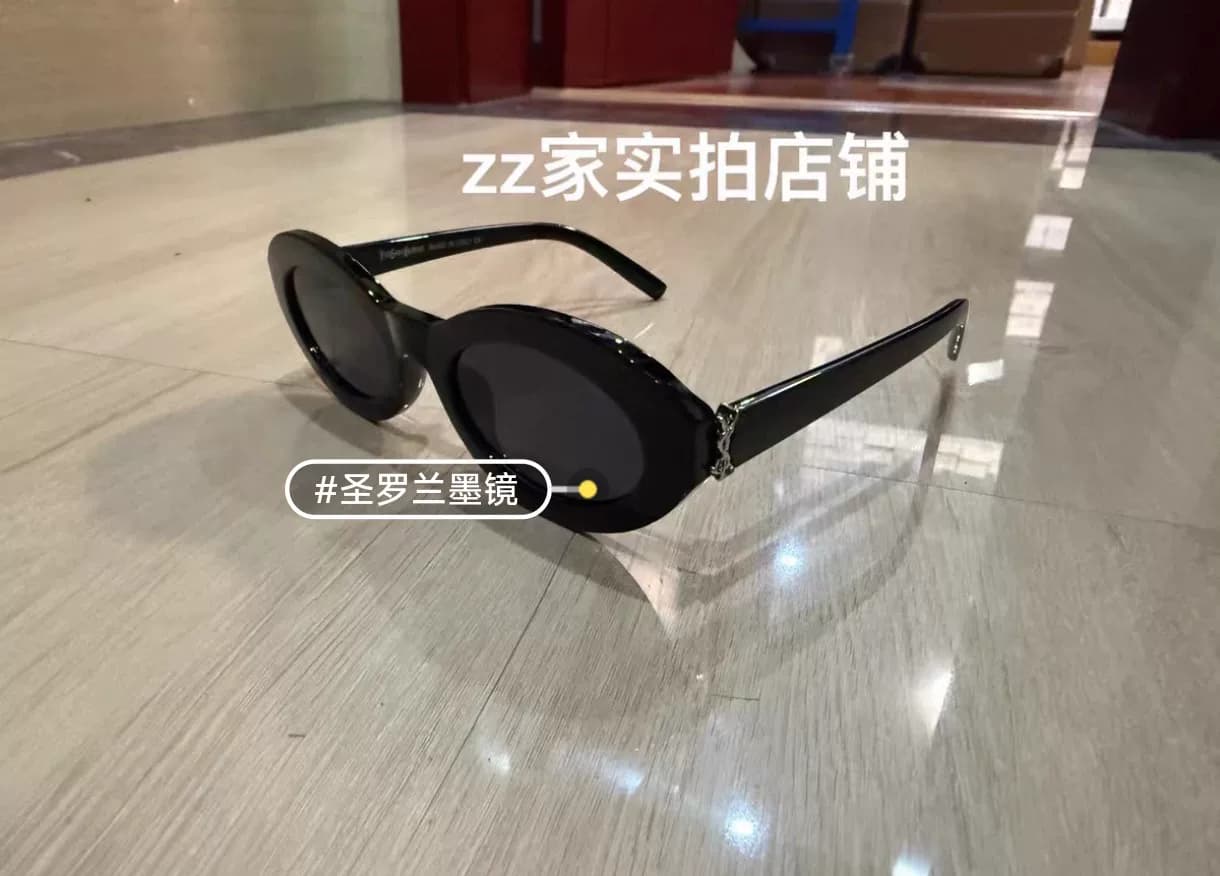 солнцезащитные очки YSL Saint Laurent SL M136 black Cat Eye с золотым логотипом