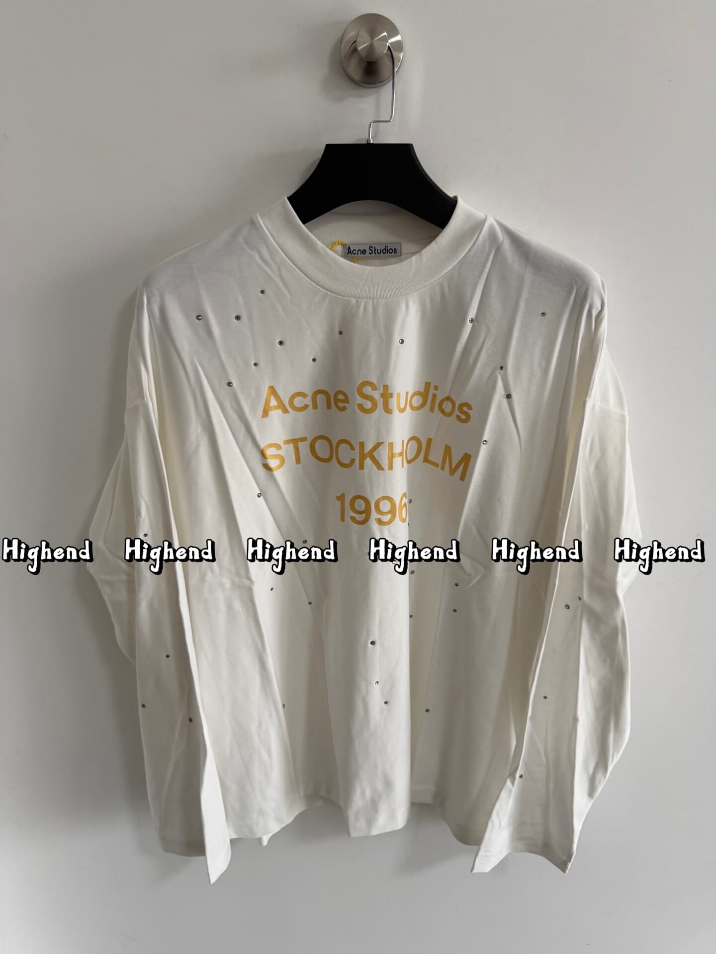 Футболка с длинными рукавами Ac 1996 hot diamond letter белого цвета