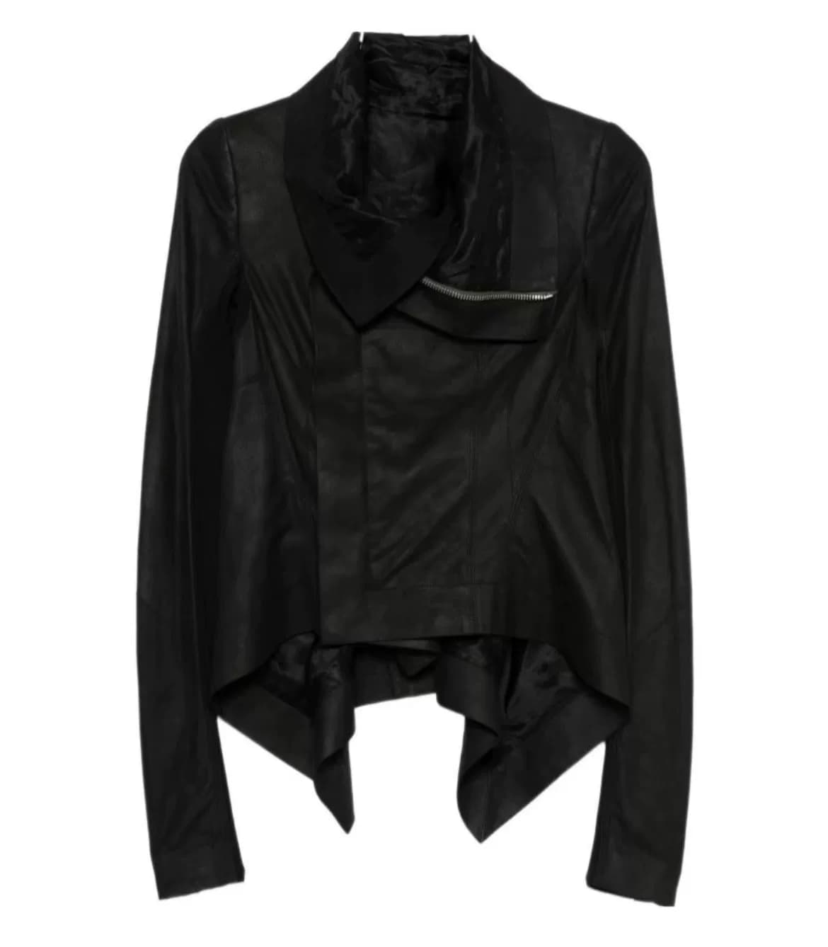 Кожаная куртка Rick Owens RO с лацканами в виде ласточкиного хвоста