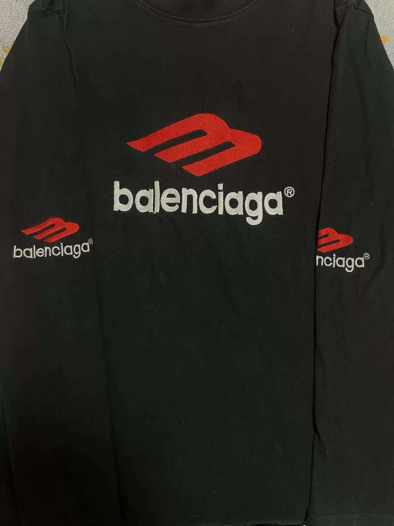 Balenciaga Баленсиага, черная футболка с длинными рукавами, размер l