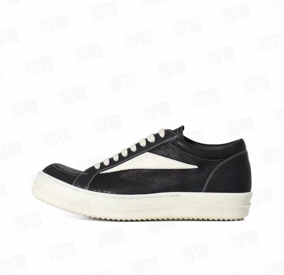 Мужские черные кроссовки RICK OWENS/RO из кожи с круглым носком и низким берцем на шнуровке