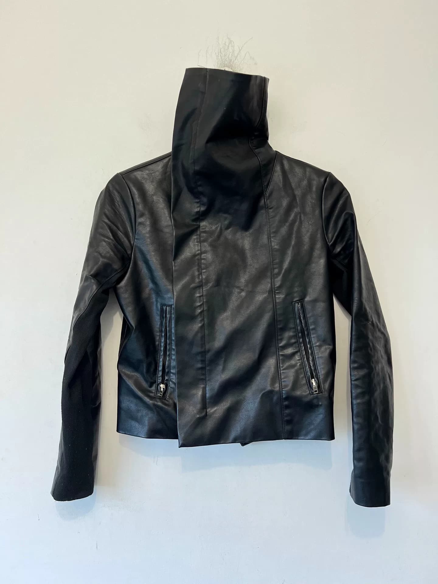 Кожаная куртка Rick Owens RO с воротником-стойкой, размер 42