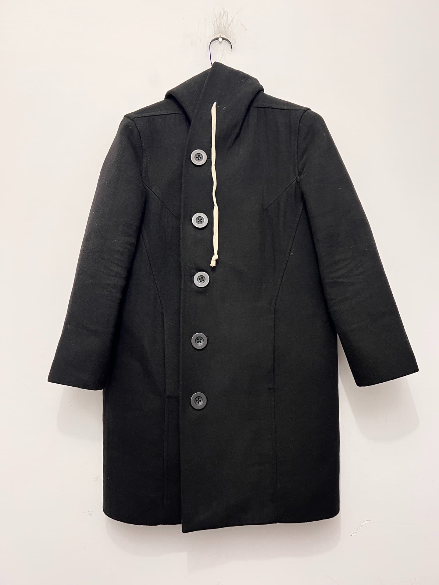 Плащ с капюшоном Rick Owens RO Profile, шерстяное пальто, размер 40
